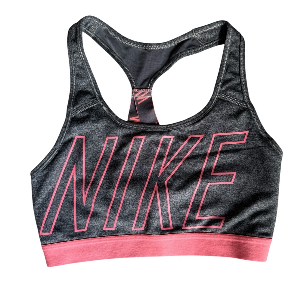 Nike Pro Women Classic Low Impact Sports Training Bra Heather Grey Pink Sz Med